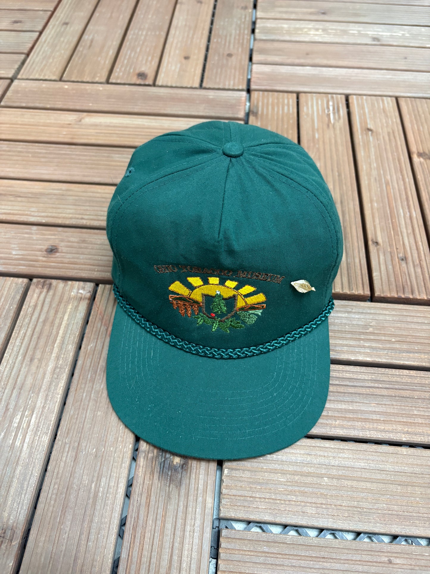 Ohio Tobacco Museum Graphic Hat | Snap Back | Vintage 1990s Promotional Green Cap |