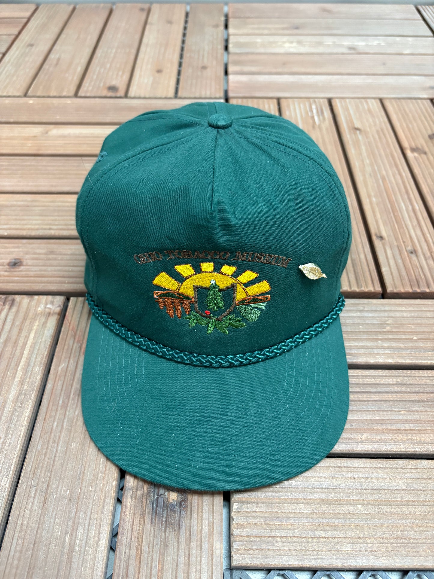 Ohio Tobacco Museum Graphic Hat | Snap Back | Vintage 1990s Promotional Green Cap |
