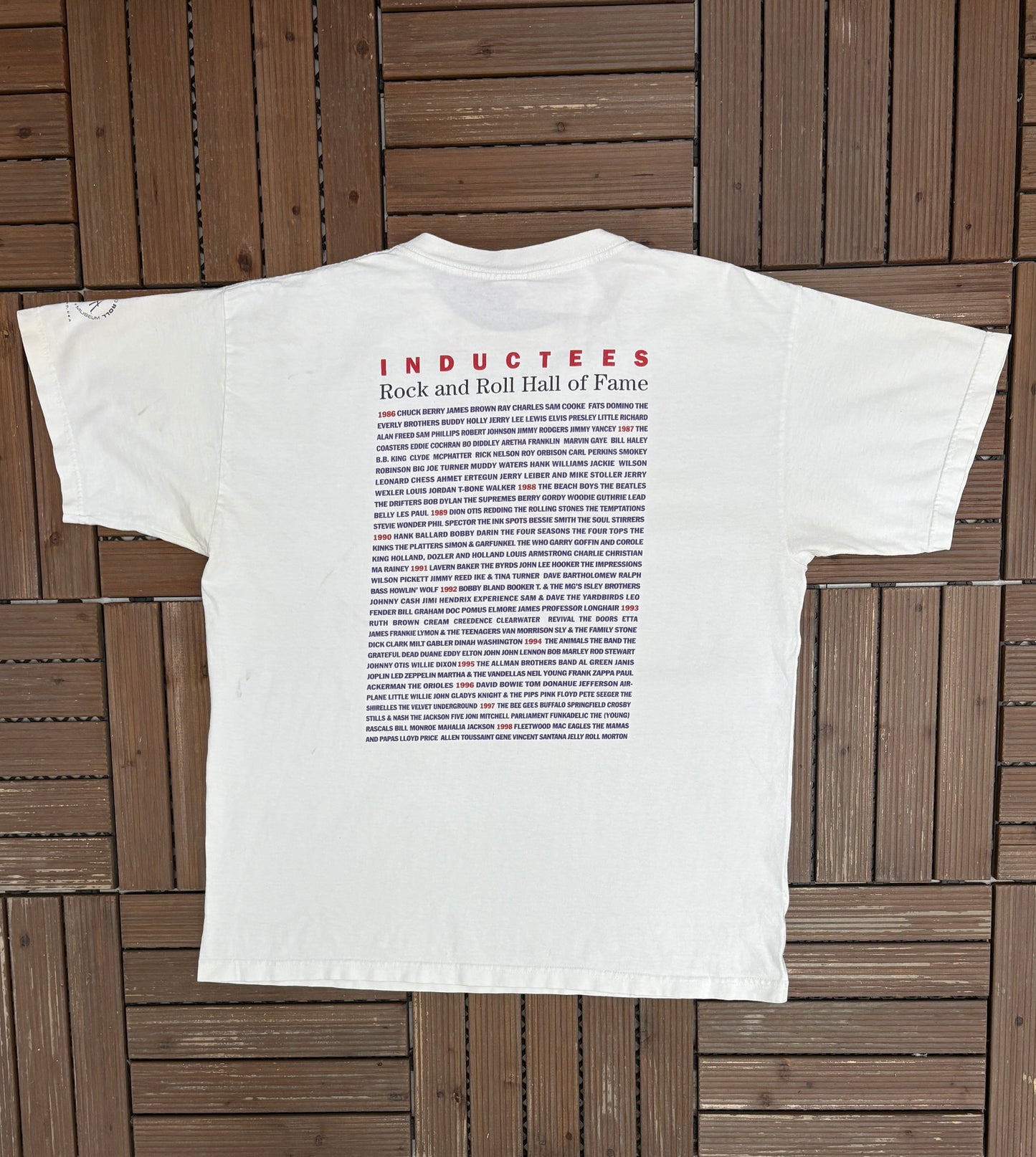 The House That Built Rock Graphic Tee | Size X-Large | Vintage 1990s Rock & Roll Hall Of Fame White T-Shirt |