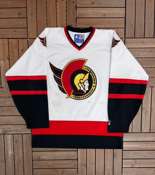 Ottawa Senators Stitched Hockey Jersey | Size Large | Vintage 1990s Starter NHL Hockey White Jersey |