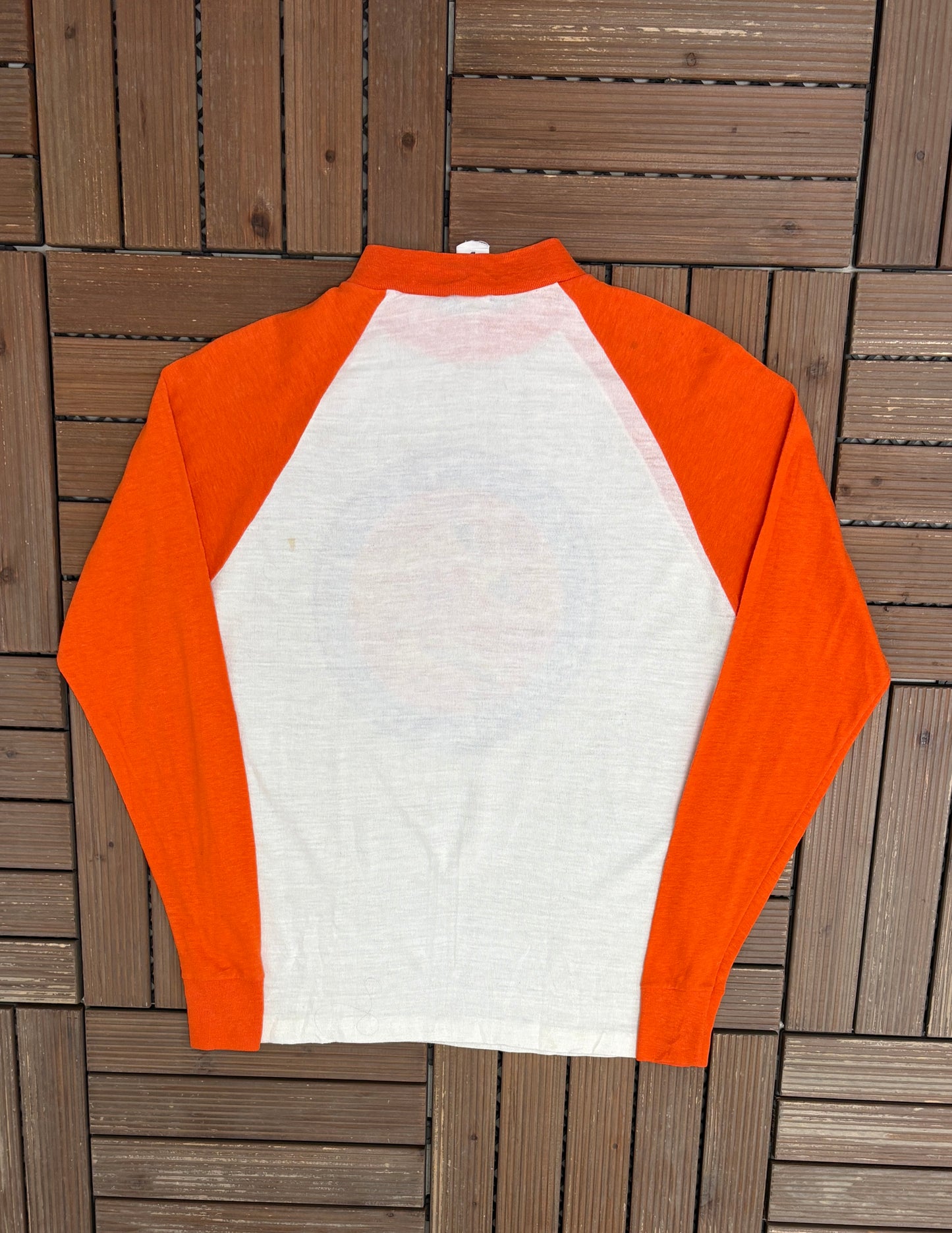 Denver Broncos Graphic Tee | Size Small | Vintage 1980s NFL Football White Long Sleeve |