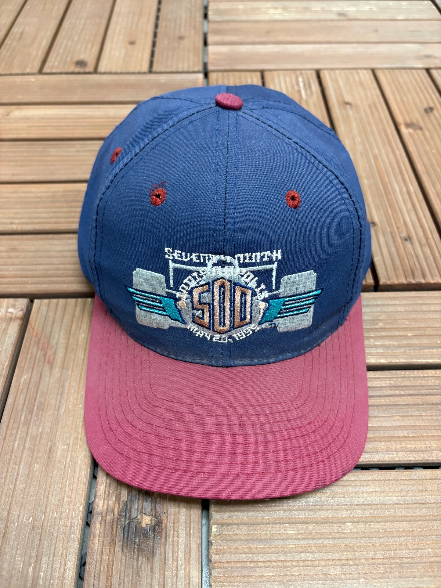 Indianapolis 500 1995 Graphic Hat | Snap Back | Vintage 1990s NASCAR Racing Blue Cap |