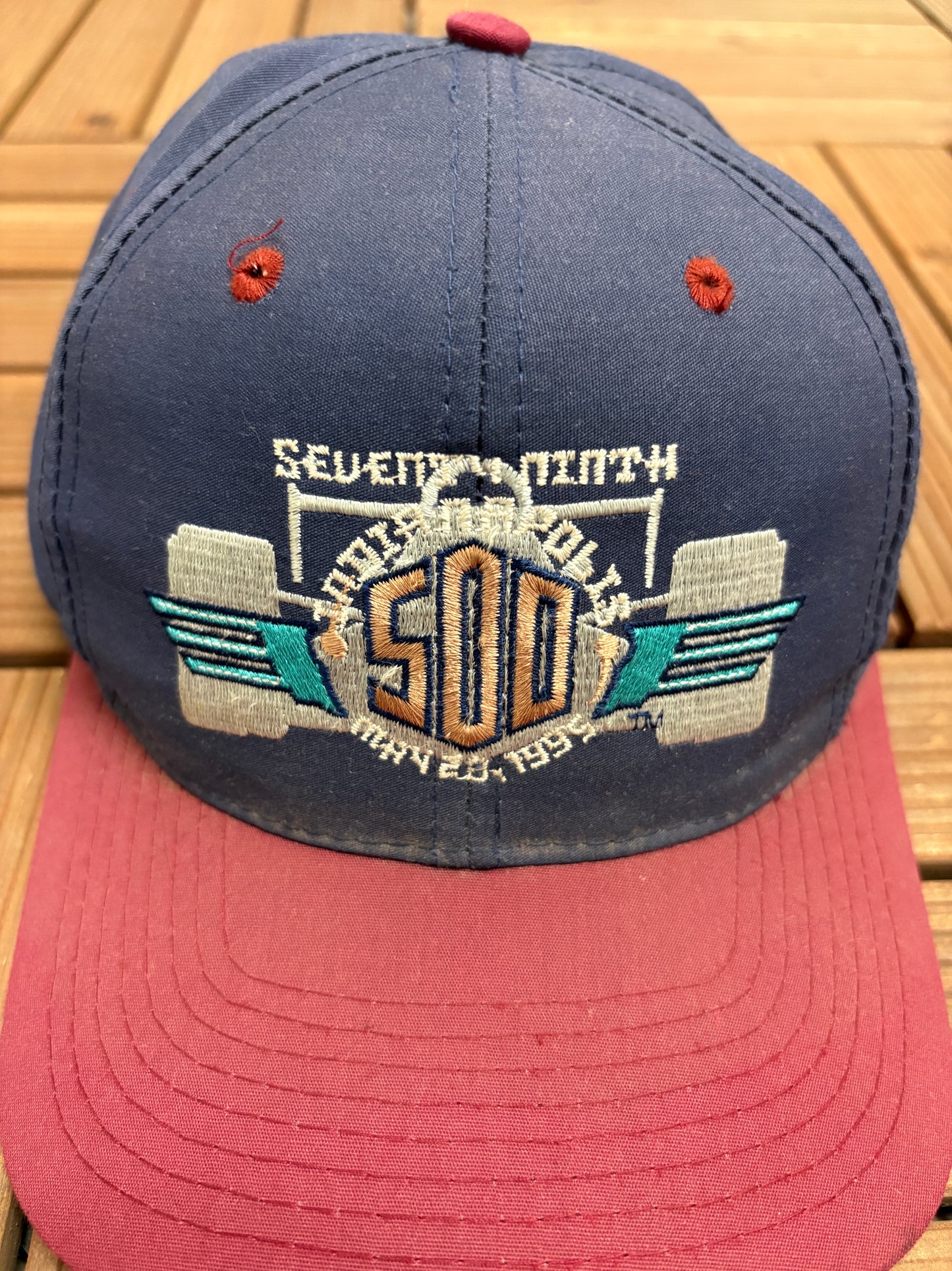 Indianapolis 500 1995 Graphic Hat | Snap Back | Vintage 1990s NASCAR Racing Blue Cap |