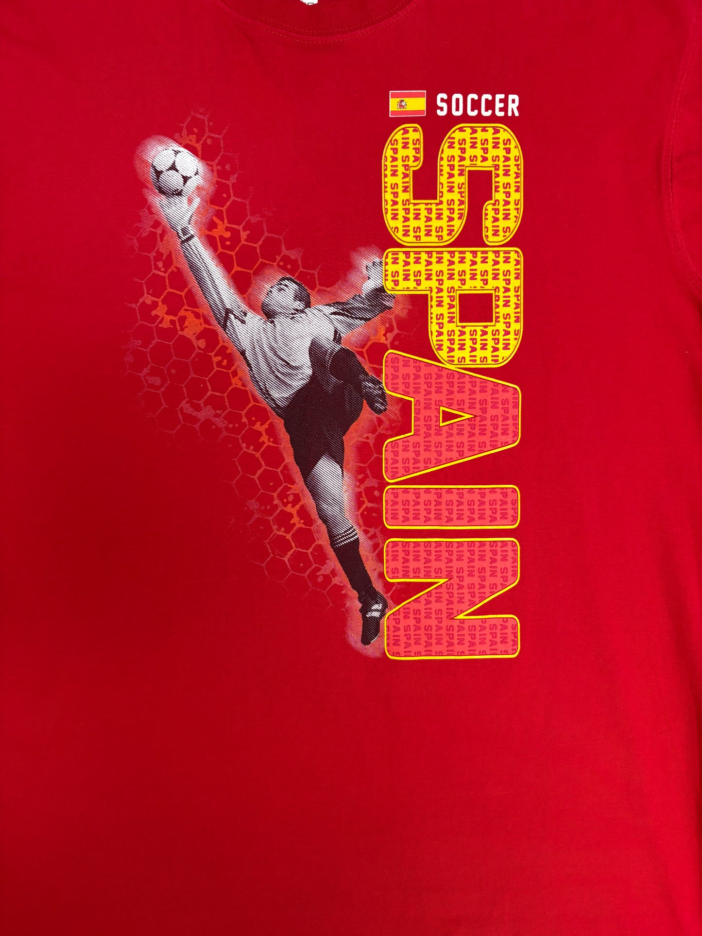 Spain National Football Team Graphic Tee | Size Large | Vintage 2000s Soccer Red T-Shirt |