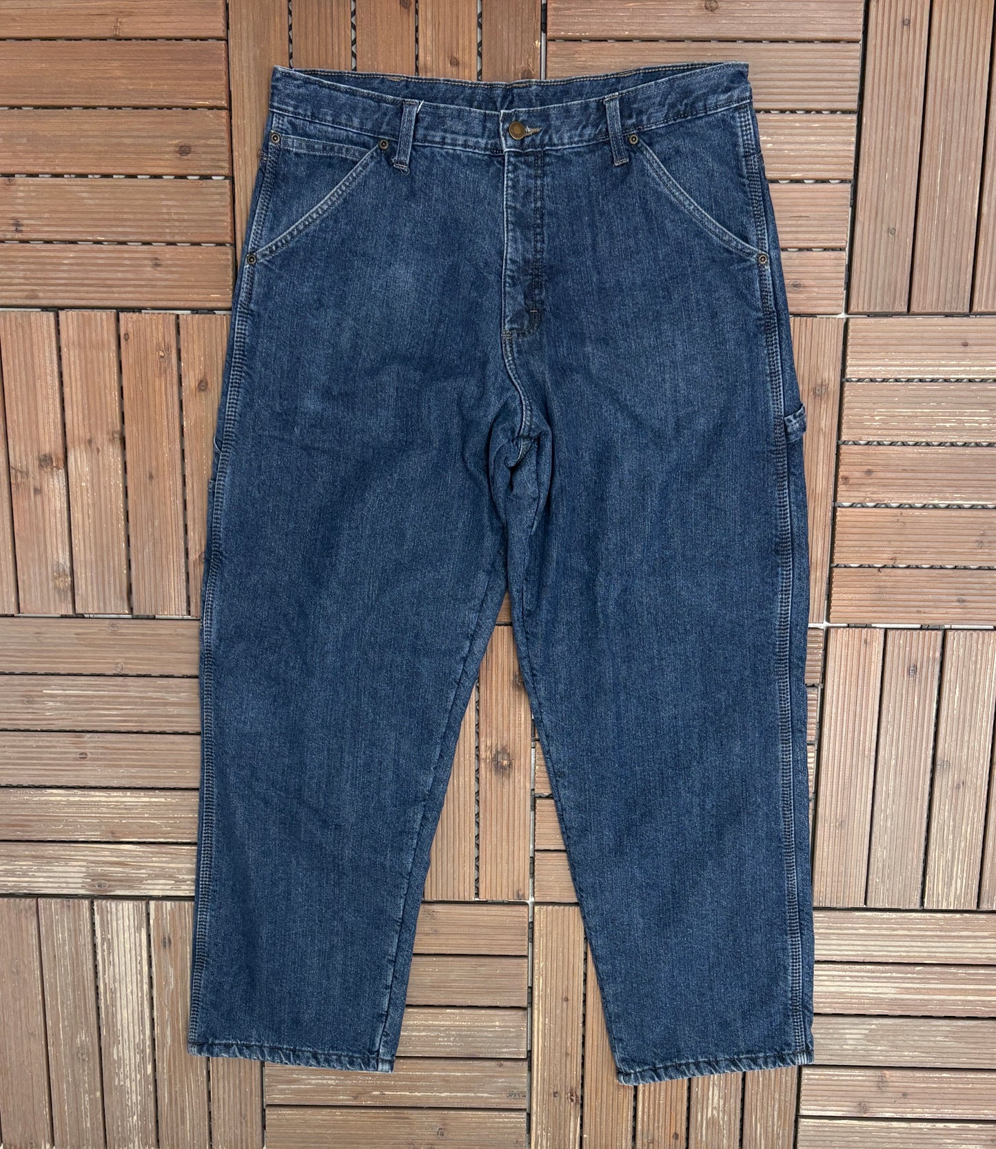 Wrangler Fleece Lined Straight Leg Denim Jeans | Size 34 x 30 | Vintage 2000s Blue Jeans |