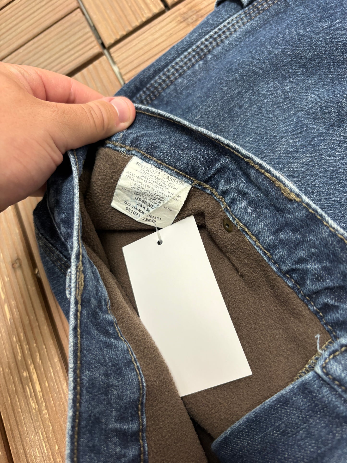 Wrangler Fleece Lined Straight Leg Denim Jeans | Size 34 x 30 | Vintage 2000s Blue Jeans |