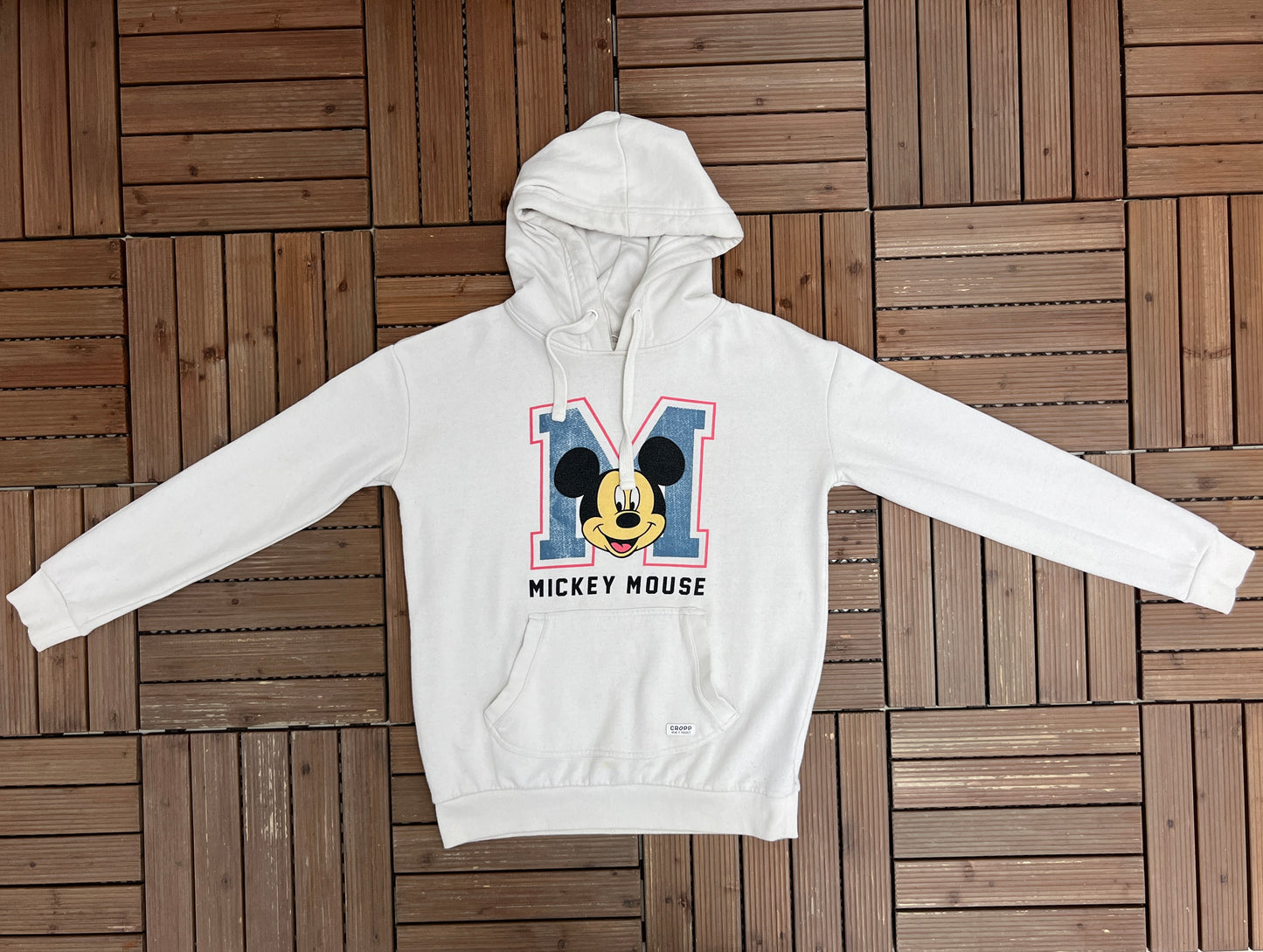 Disney Mickey Mouse Graphic Hoodie | Size Large | Retro 2000s Cartoon White Sweatshirt |