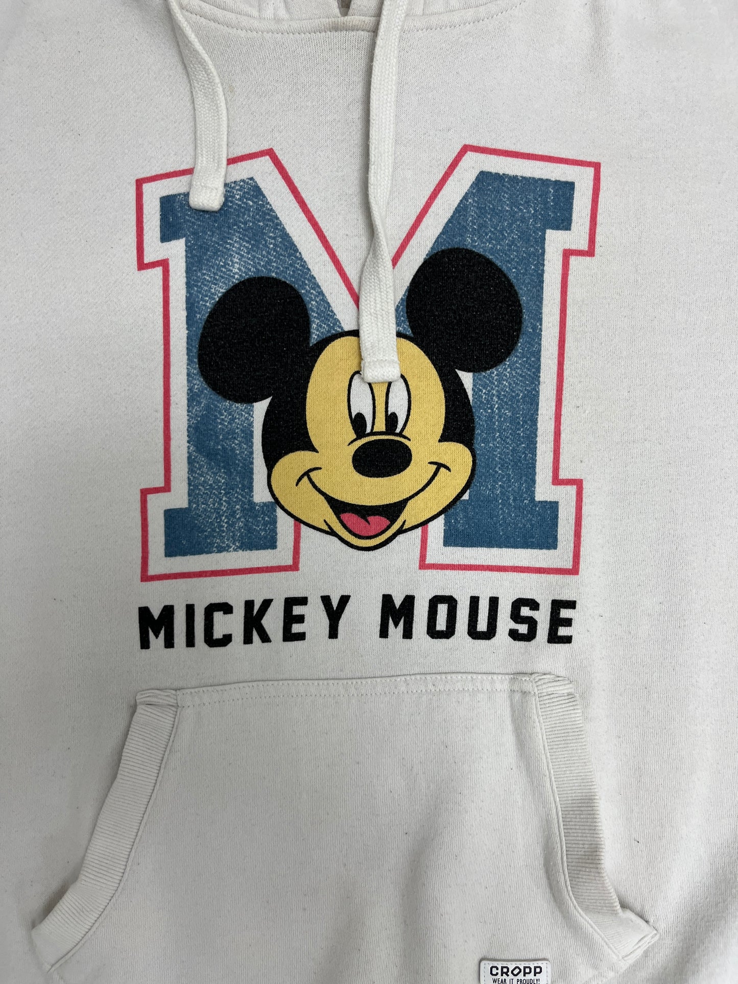 Disney Mickey Mouse Graphic Hoodie | Size Large | Retro 2000s Cartoon White Sweatshirt |