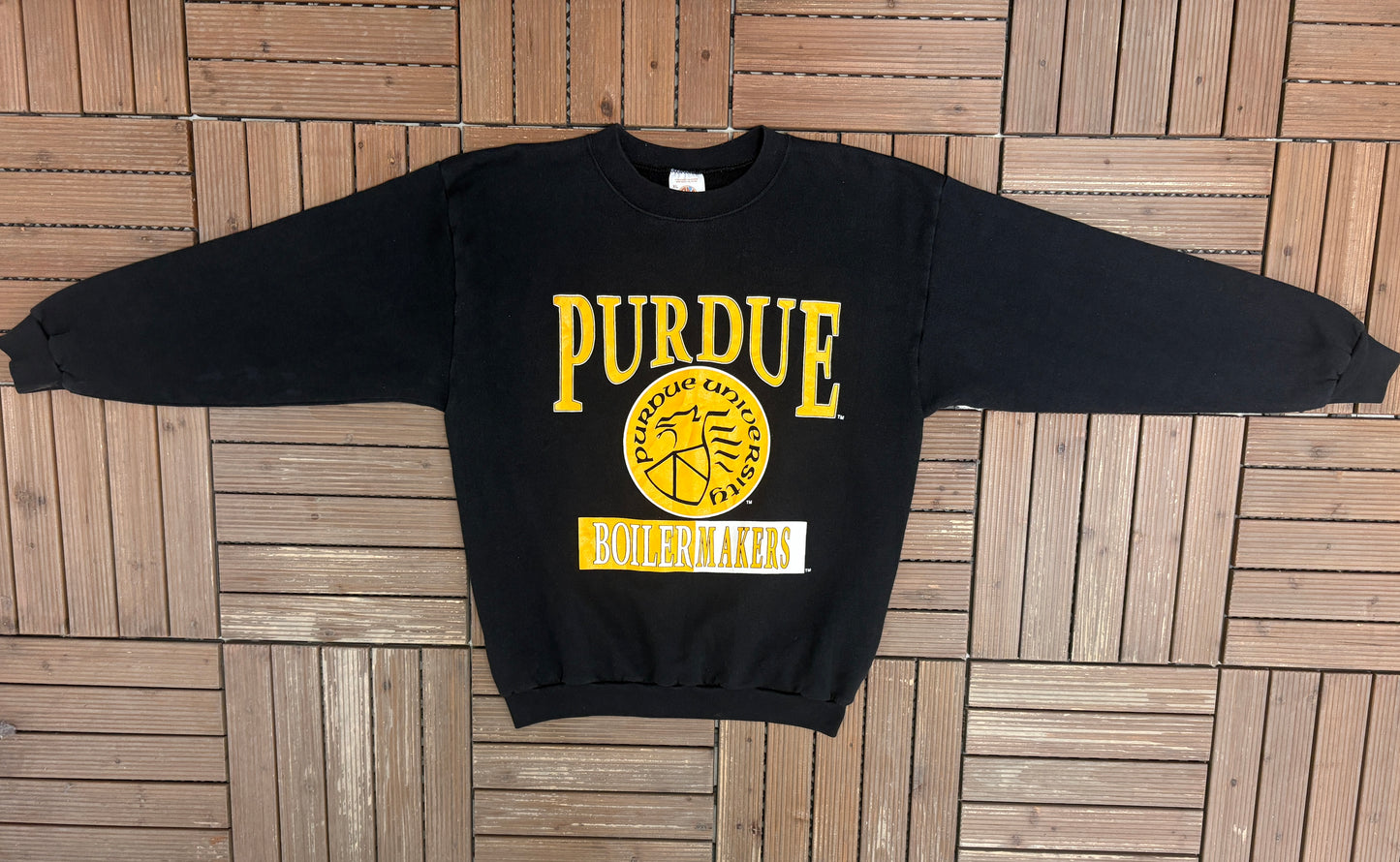 Purdue Boilermakers Graphic Crewneck | Size X-Large | Vintage 1990s College Black Sweater |