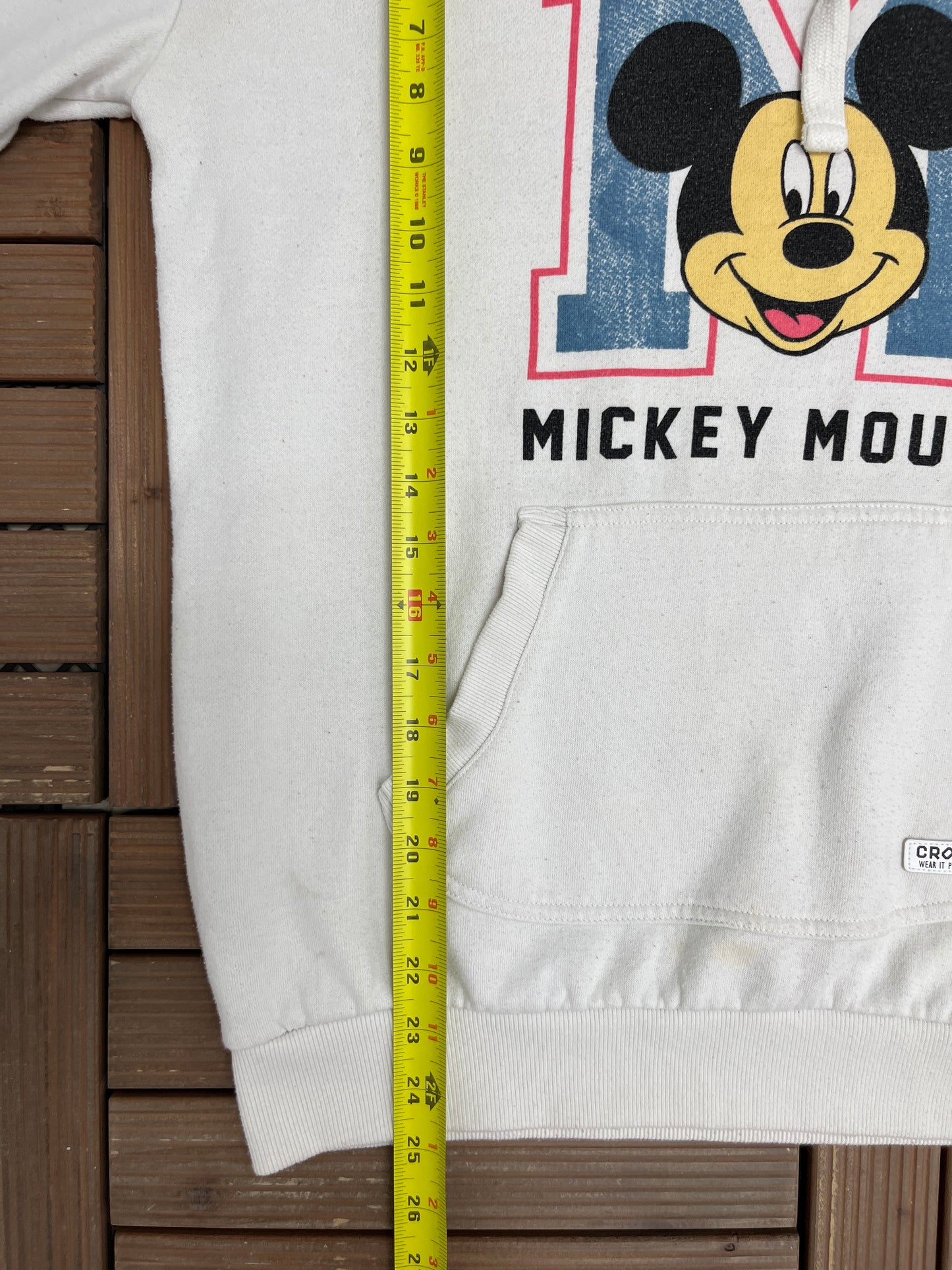 Disney Mickey Mouse Graphic Hoodie | Size Large | Retro 2000s Cartoon White Sweatshirt |