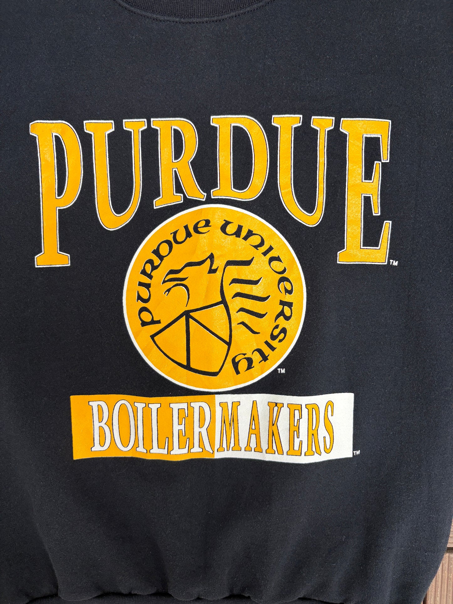 Purdue Boilermakers Graphic Crewneck | Size X-Large | Vintage 1990s College Black Sweater |