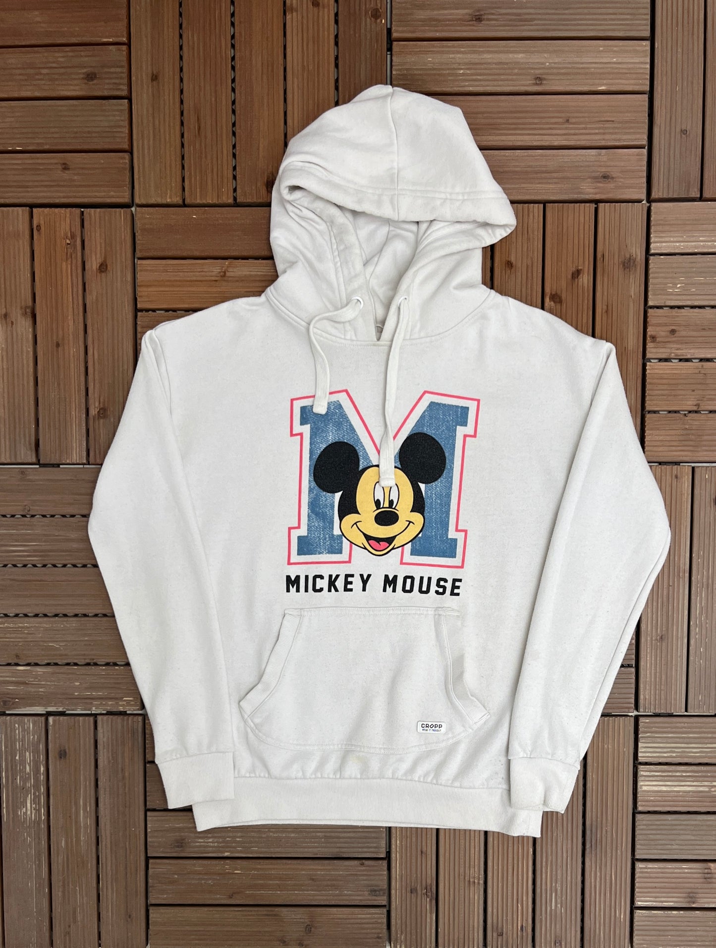 Disney Mickey Mouse Graphic Hoodie | Size Large | Retro 2000s Cartoon White Sweatshirt |