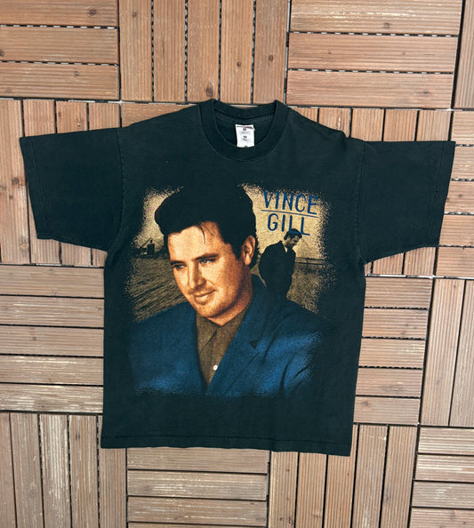 Vince Gill Kraft Country Tour '97 Graphic Tee | Size Large | Vintage 1990s Country Black T-Shirt |