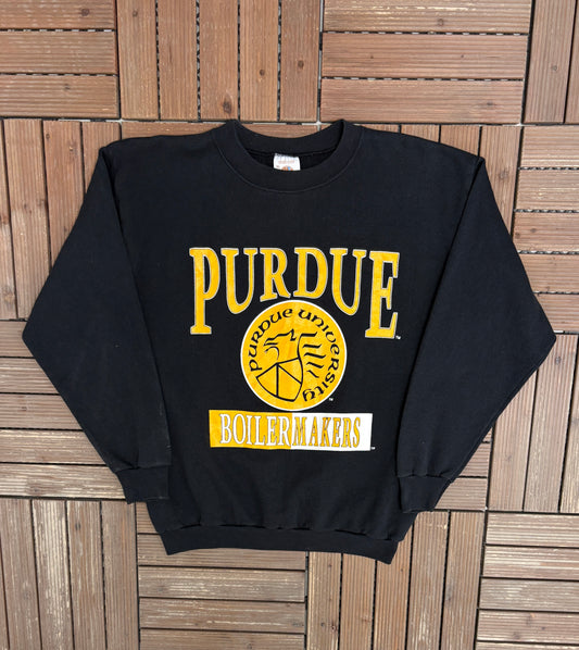 Purdue Boilermakers Graphic Crewneck | Size X-Large | Vintage 1990s College Black Sweater |