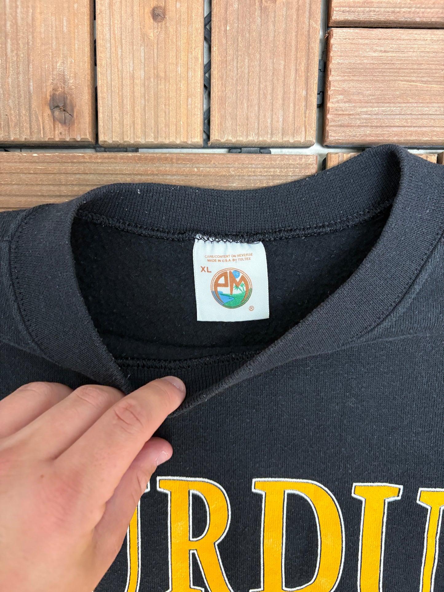 Purdue Boilermakers Graphic Crewneck | Size X-Large | Vintage 1990s College Black Sweater |