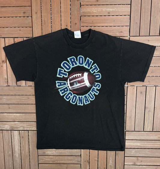 Toronto Argonauts Football Graphic Tee | Size X-Large | Vintage 2000s CFL Football Black T-Shirt |