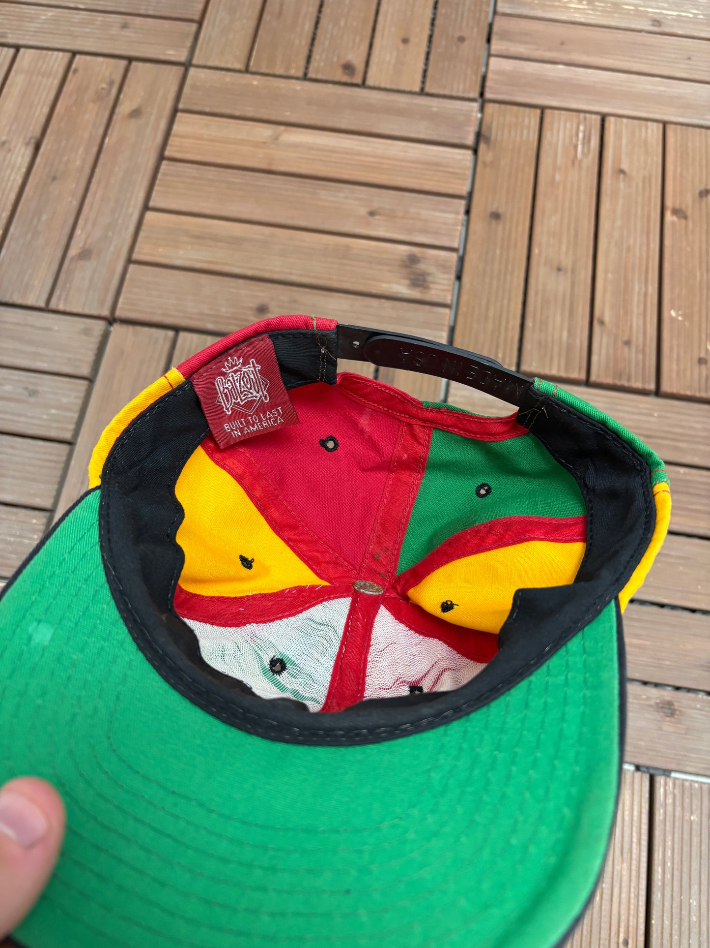 Bob Marley Embroidered Graphic Hat | Snap Back | Vintage 1990s Promotional Reggae Music Colourful Cap |