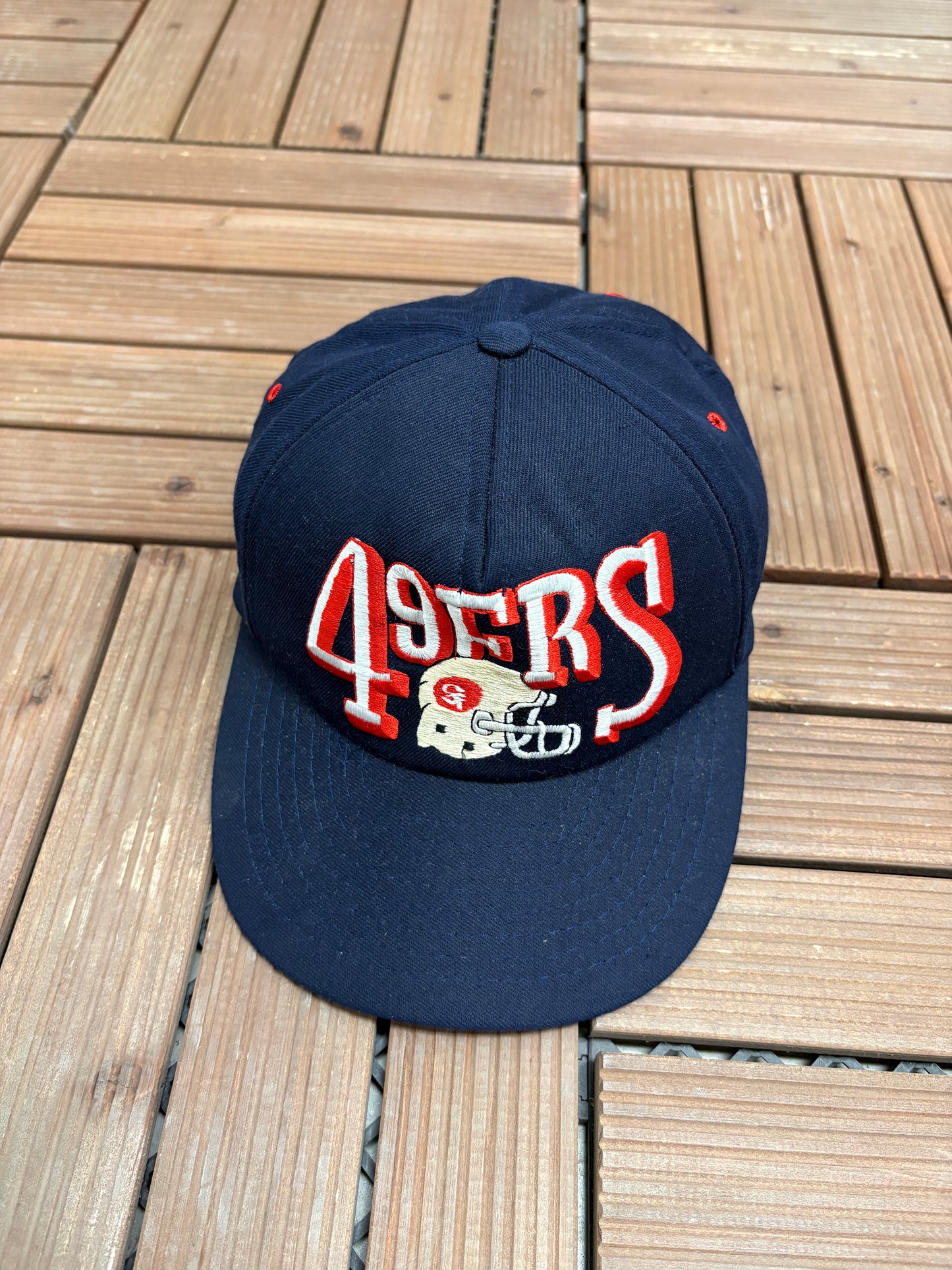 San Francisco 49ers Graphic Hat | Snap Back | Vintage 1990s NFL Football Blue Cap |