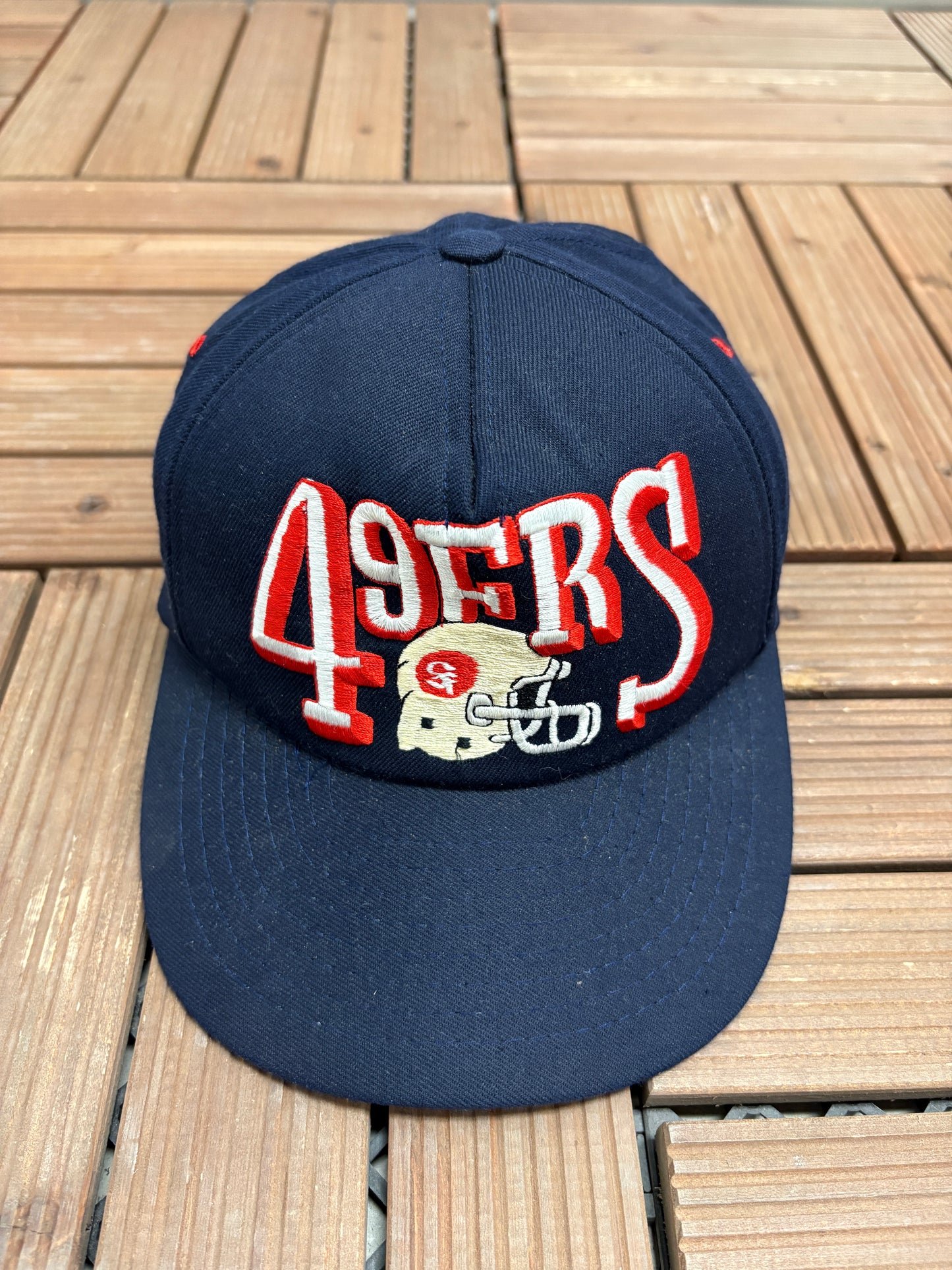 San Francisco 49ers Graphic Hat | Snap Back | Vintage 1990s NFL Football Blue Cap |