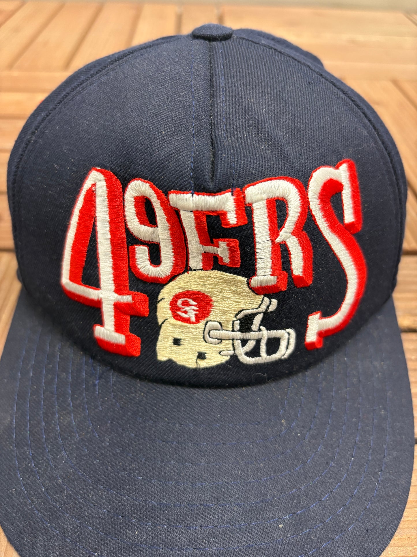 San Francisco 49ers Graphic Hat | Snap Back | Vintage 1990s NFL Football Blue Cap |