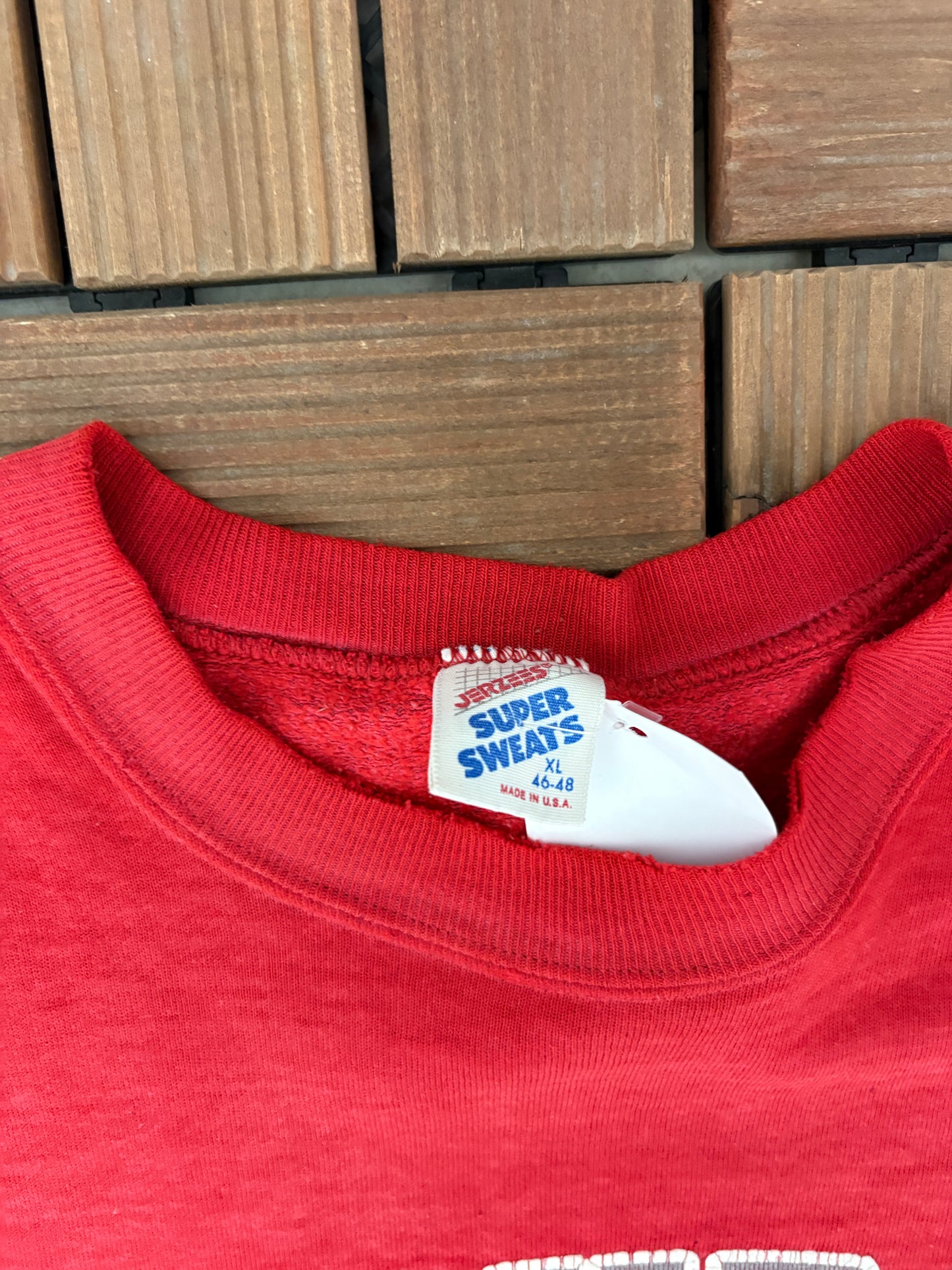 Audubon Spell Out Graphic Crewneck | Size X-Large | Vintage 1990s Made in USA Red Sweater |