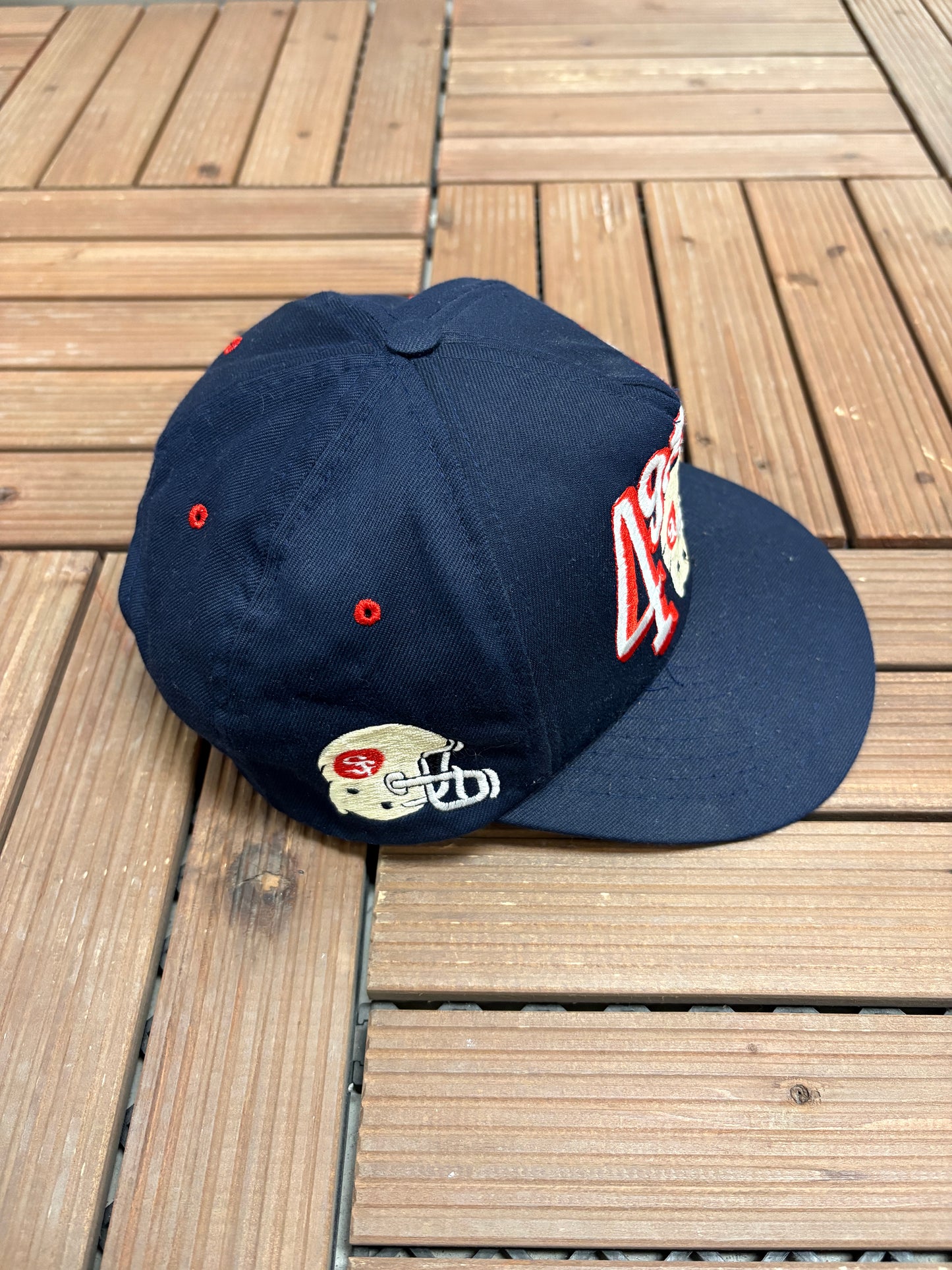 San Francisco 49ers Graphic Hat | Snap Back | Vintage 1990s NFL Football Blue Cap |