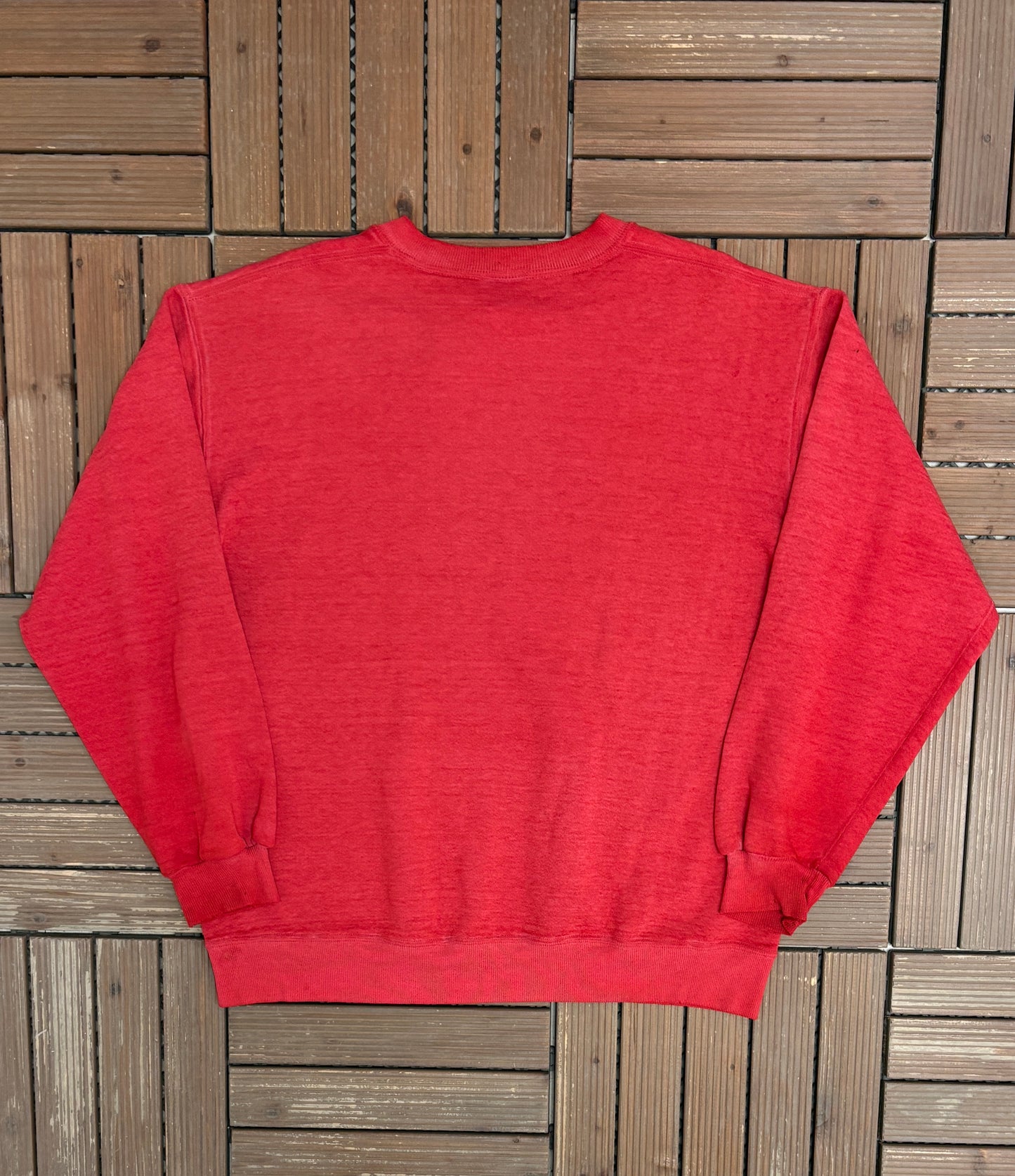 Audubon Spell Out Graphic Crewneck | Size X-Large | Vintage 1990s Made in USA Red Sweater |