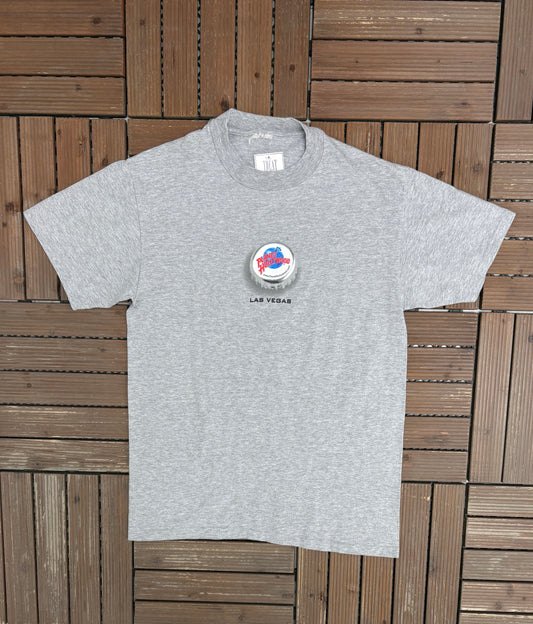 Planet Hollywood Las Vegas Graphic Tee | Size Large | Vintage 2000s Promotional Grey T-Shirt |