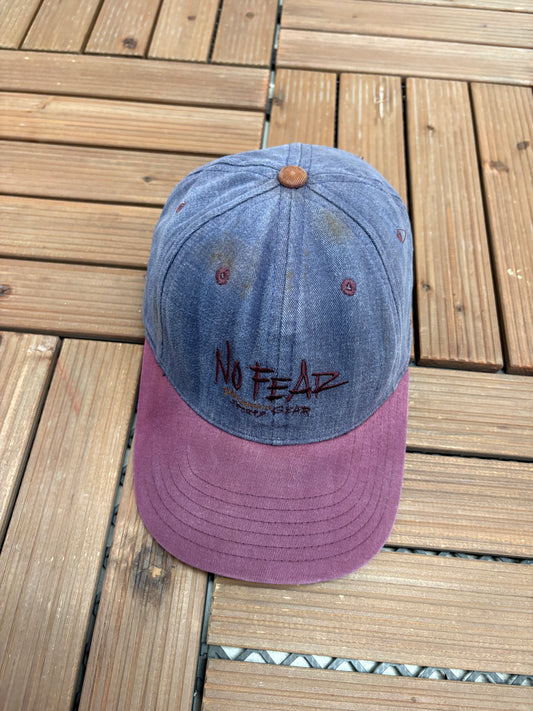 No Fear Dangerous Sports Gear Embroidered Hat | Snap Back | Vintage 1990s Branded Blue Cap |