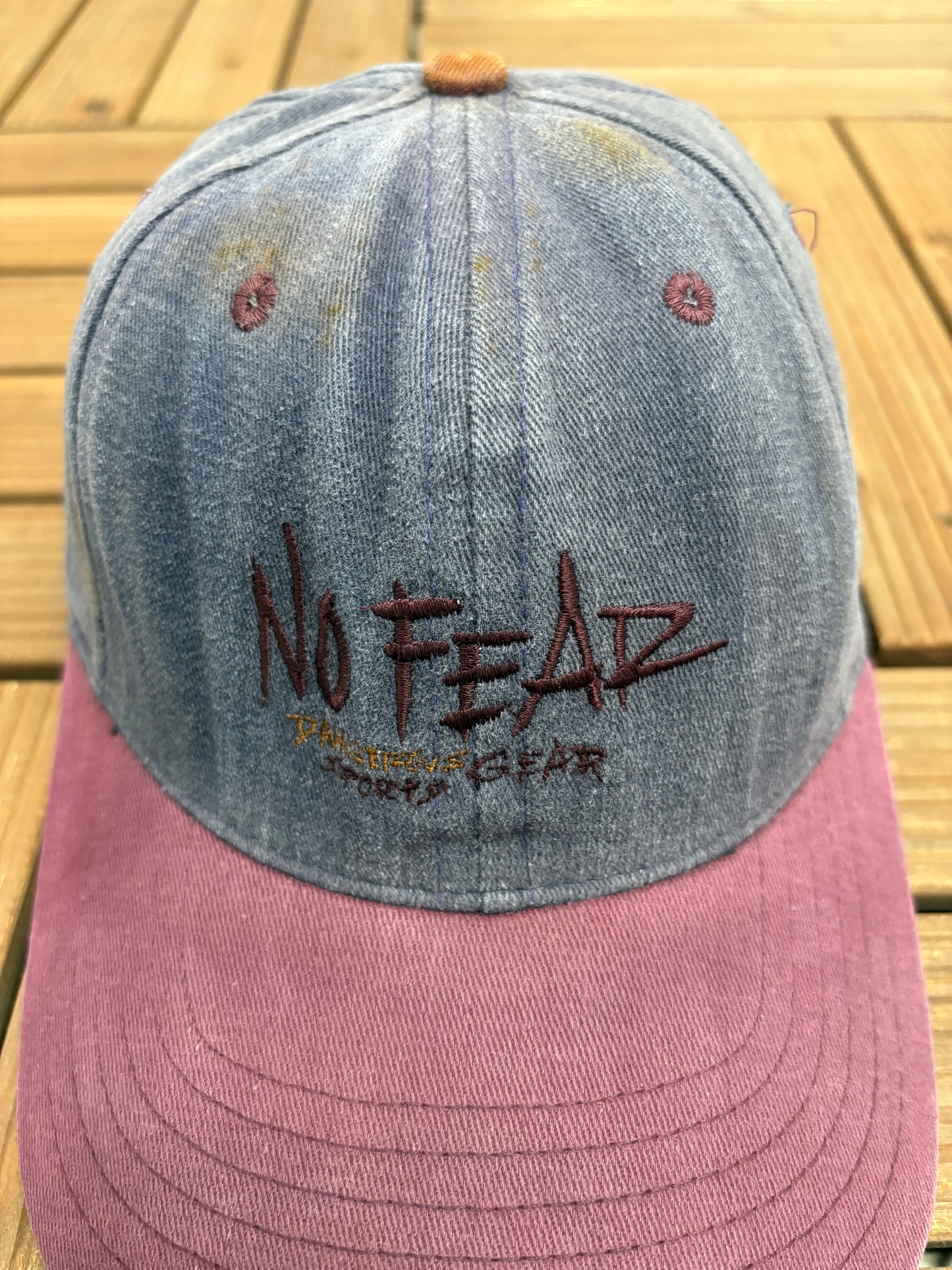 No Fear Dangerous Sports Gear Embroidered Hat | Snap Back | Vintage 1990s Branded Blue Cap |