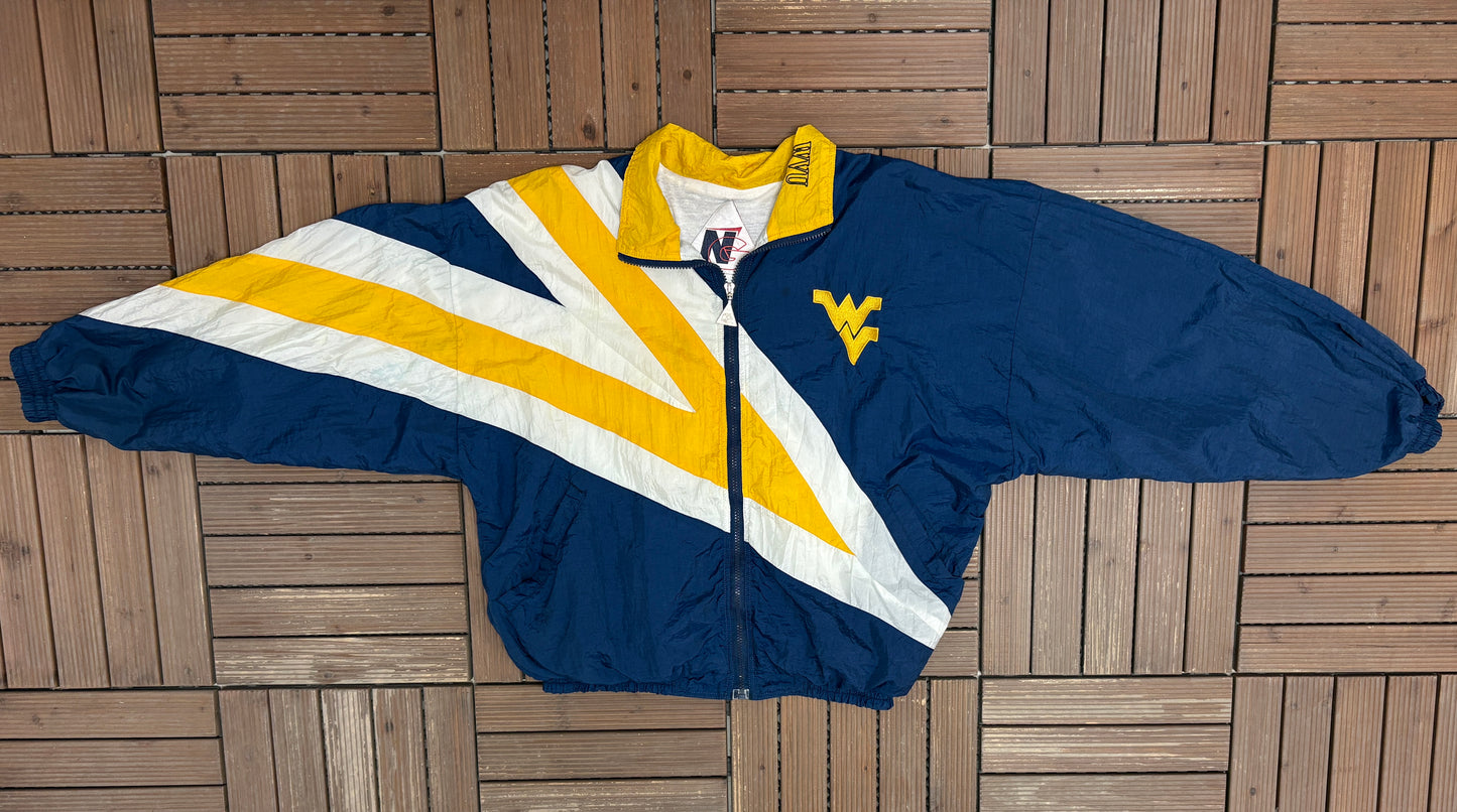 West Virginia Mountaineers Embroidered Graphic Windbreaker | Size Small | Vintage 1990s College Windbreaker Coat |