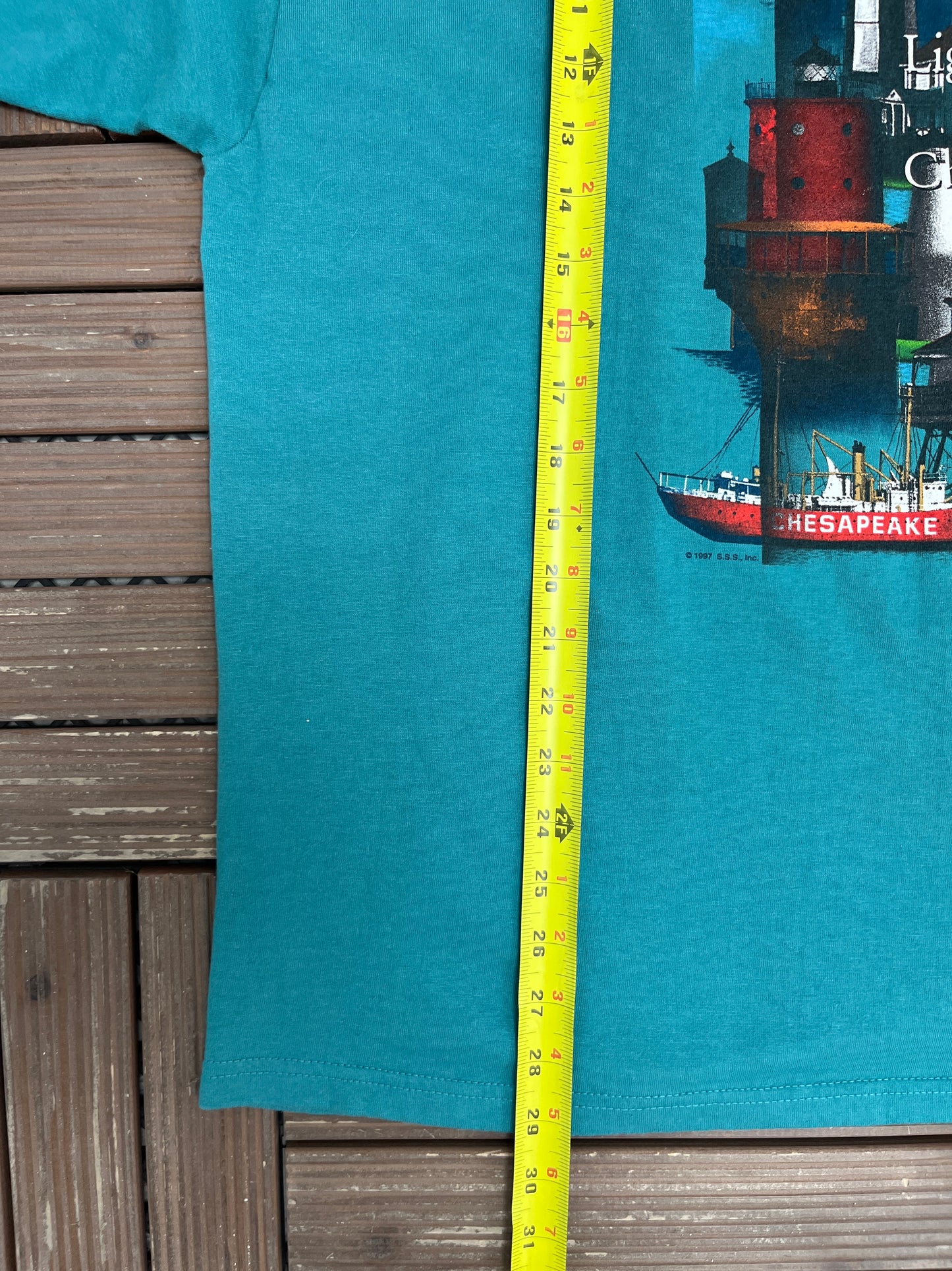 Lighthouses of the Chesapeake Graphic Tee | Size XX-Large | Vintage 2000s Tourist Teal T-Shirt |