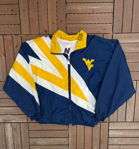 West Virginia Mountaineers Embroidered Graphic Windbreaker | Size Small | Vintage 1990s College Windbreaker Coat |