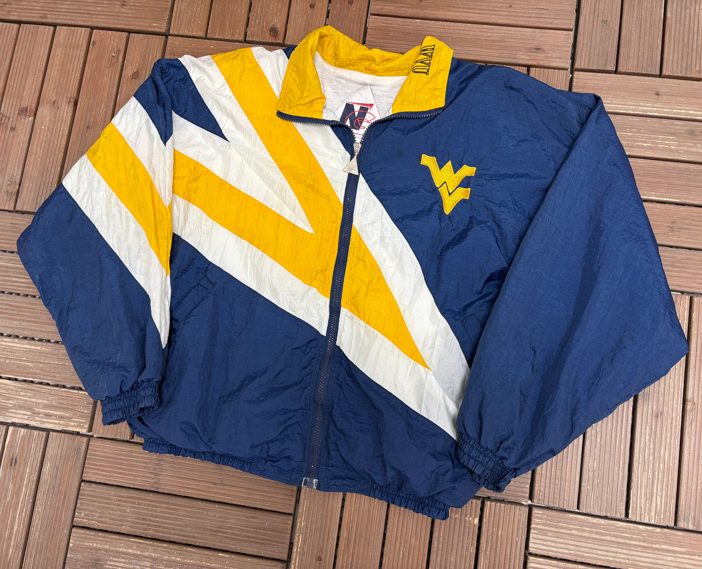 West Virginia Mountaineers Embroidered Graphic Windbreaker | Size Small | Vintage 1990s College Windbreaker Coat |
