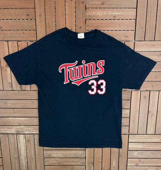 Minnesota Twins Justin Morneau Graphic Tee | Size X-Large | Vintage 2000s MLB Baseball Blue T-Shirt |