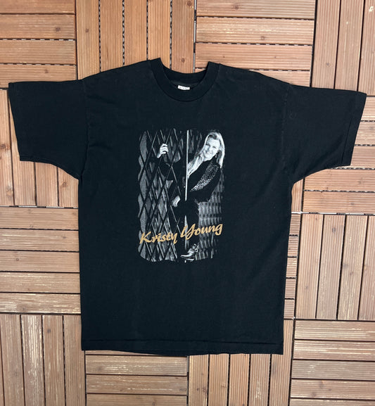 Kristy Young Get A Life Graphic Tee | Size X-Large | Vintage 1990s Promotional Black T-Shirt |