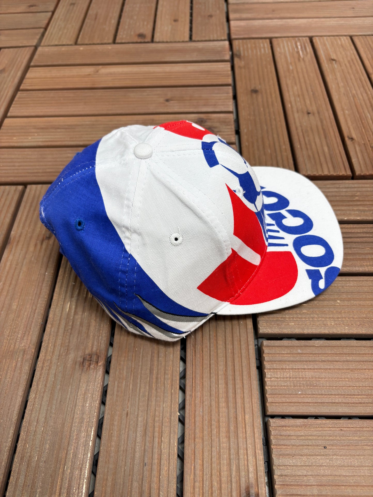 United States Soccer Graphic Hat | Snap Back Adjustable | Vintage 1990s World Cup Big Print White Cap |