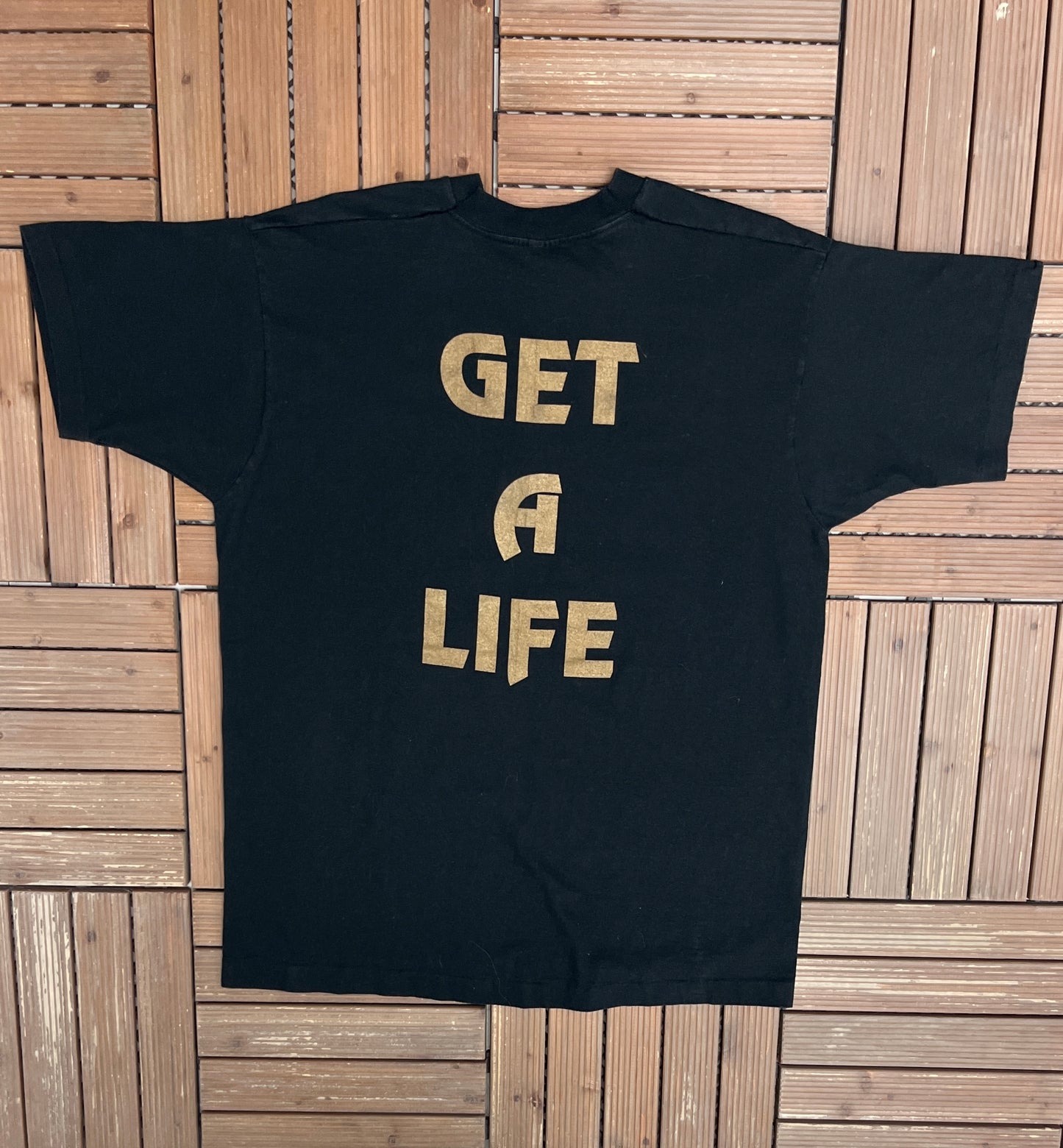 Kristy Young Get A Life Graphic Tee | Size X-Large | Vintage 1990s Promotional Black T-Shirt |