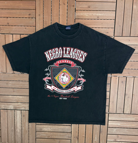 Negro Leagues Classic Baseball Graphic Tee | Size XX-Large | Vintage 2000s Baseball Black T-Shirt |