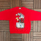 Sylvester & Tweety Gift Wrapped Graphic Crewneck | Size Large | Vintage 1990s Red Cartoon Promotional Sweater |