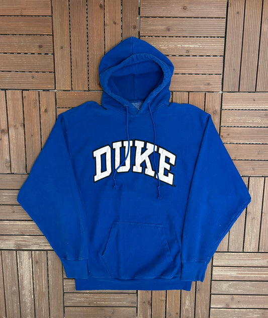 Duke Blue Devils Stitched Graphic Hoodie | Size Large | Vintage 2000s College Sports Blue Sweatshirt |