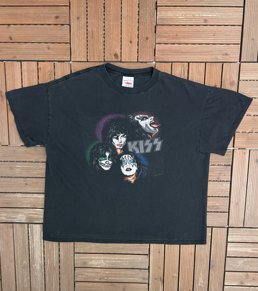Kiss Band Graphic Tee | Size X-Large | Vintage 2000s Rock & Roll Black T-Shirt |