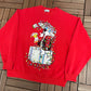 Sylvester & Tweety Gift Wrapped Graphic Crewneck | Size Large | Vintage 1990s Red Cartoon Promotional Sweater |