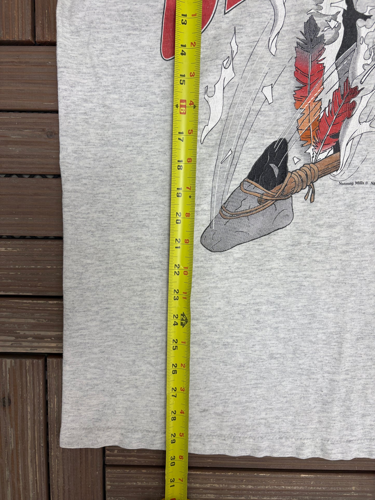 Chicago Blackhawks Graphic Tee | Size Large | Vintage 1990s NHL Hockey Grey T-Shirt |