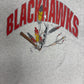 Chicago Blackhawks Graphic Tee | Size Large | Vintage 1990s NHL Hockey Grey T-Shirt |