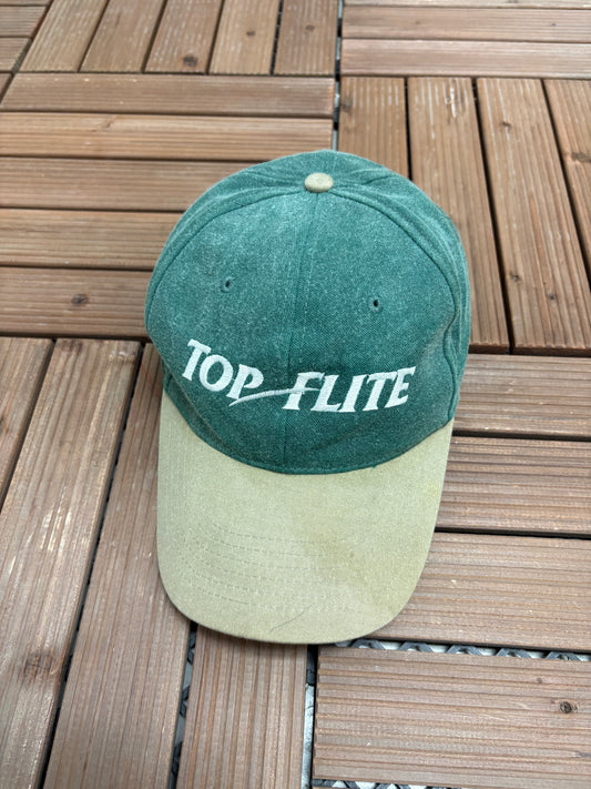 Top-Flite Embroidered Graphic Hat | Metal Clasp | Vintage 1990s Branded Golf Green Cap |