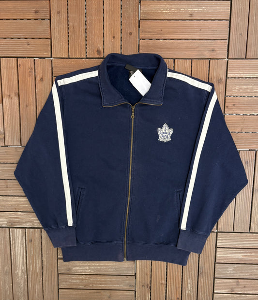 Toronto Maple Leafs Embroidered Graphic Sweater | Size Large | Vintage 2000s Reebok NHL Hockey Blue Sweater |