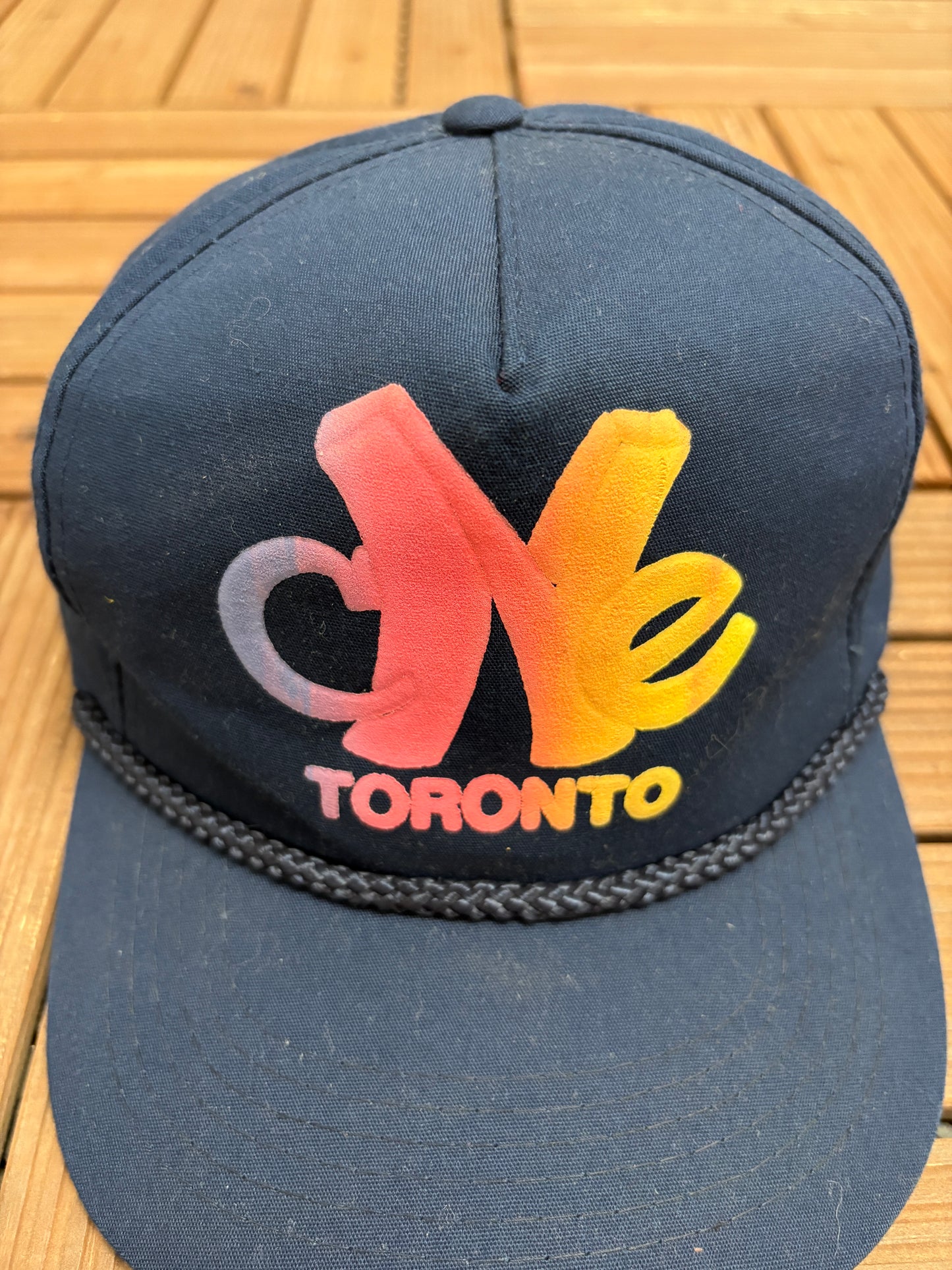 Toronto Canadian National Exhibition CNE Graphic Hat | Snap Back | Vintage 1990s Tourist Blue Cap |