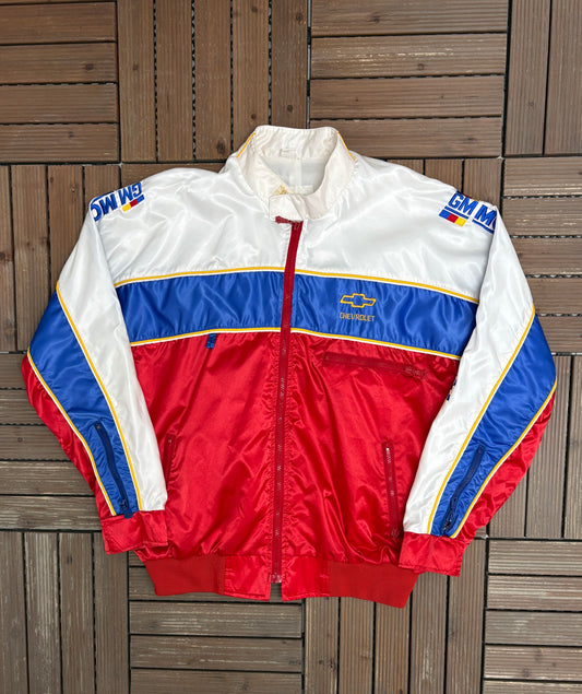 Chevrolet GM Motorsport Graphic Jacket | Size X-Large | Vintage 1990s Made in USA Red Jacket |