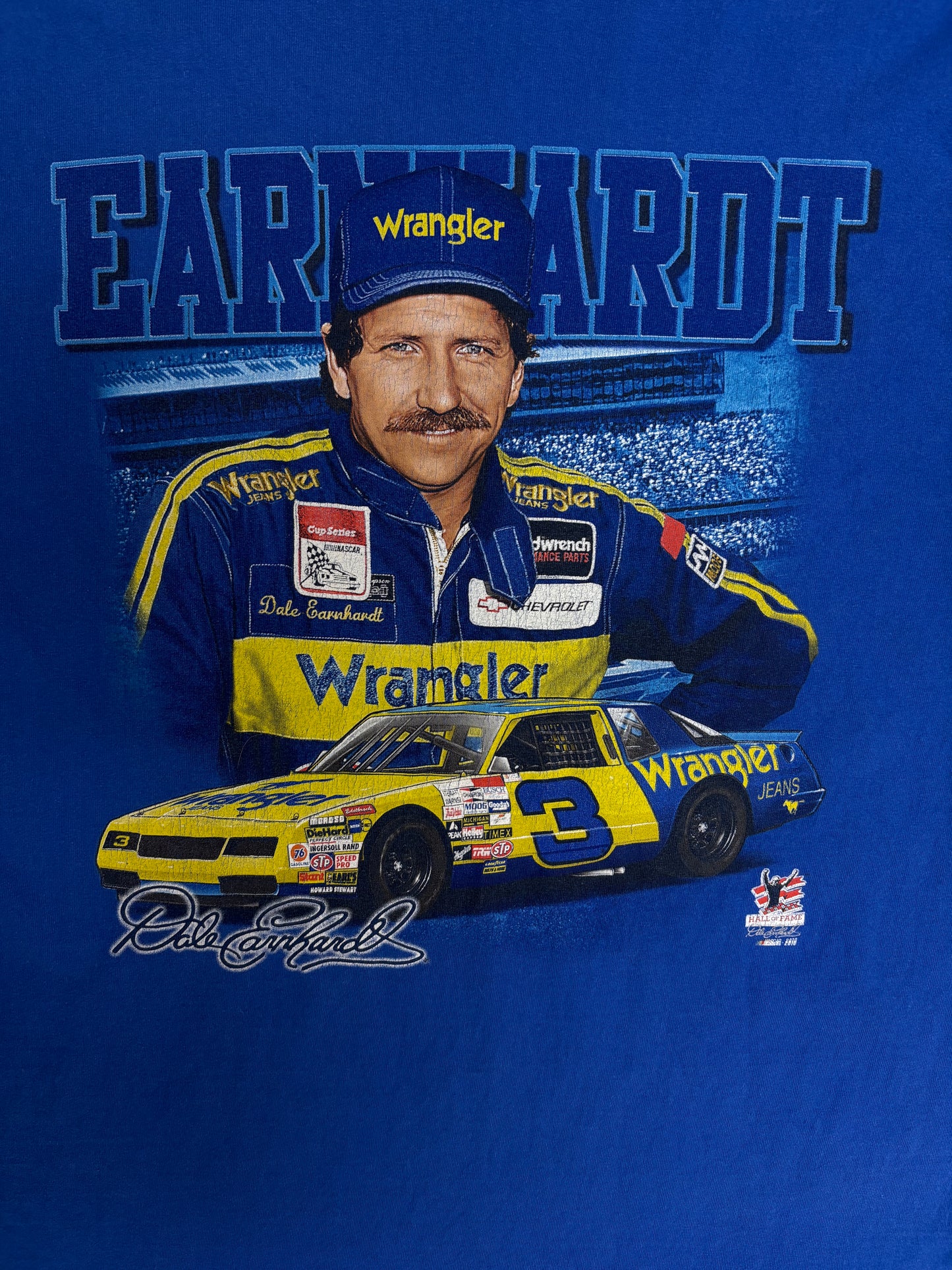 Dale Earnhardt & Dale Earnhardt Jr. Daytona Graphic Tee | Size Large | Vintage 2000s Blue NASCAR Racing T-Shirt |